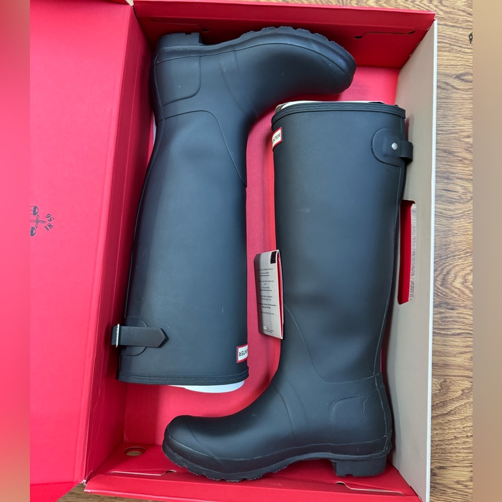 HUNTER Original Back Adjustable Tall Rain Boot Size 8